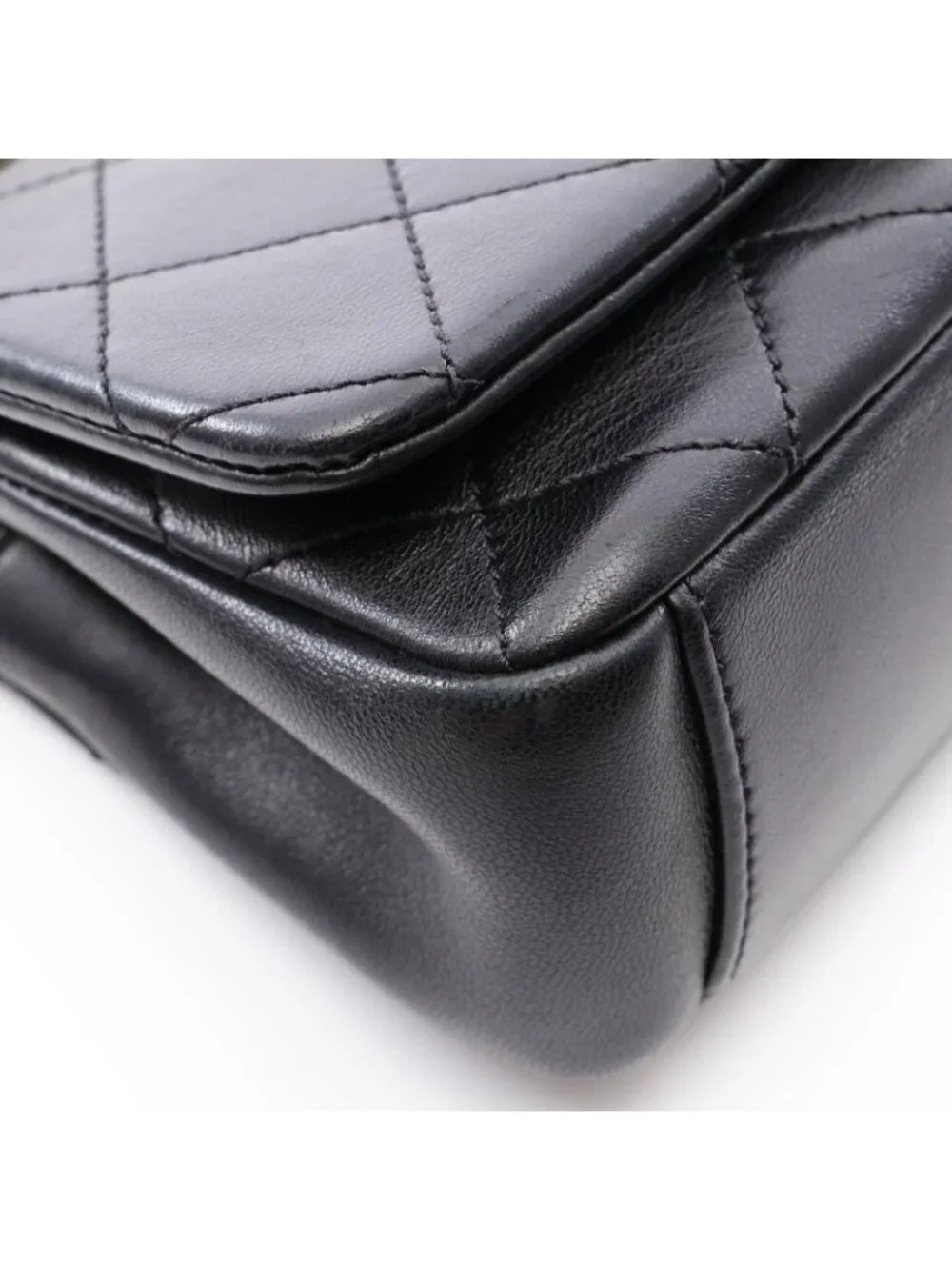 Chanel Shoulder Bag Quilted Black Lambskin Small Flap Chain